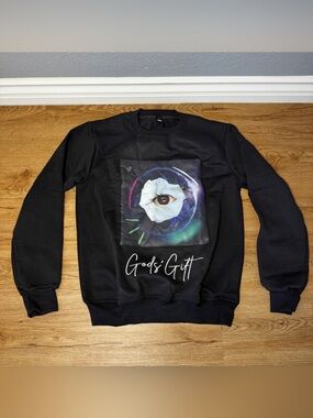 God's Gift Black Graphic Crewneck Sweatshirt
